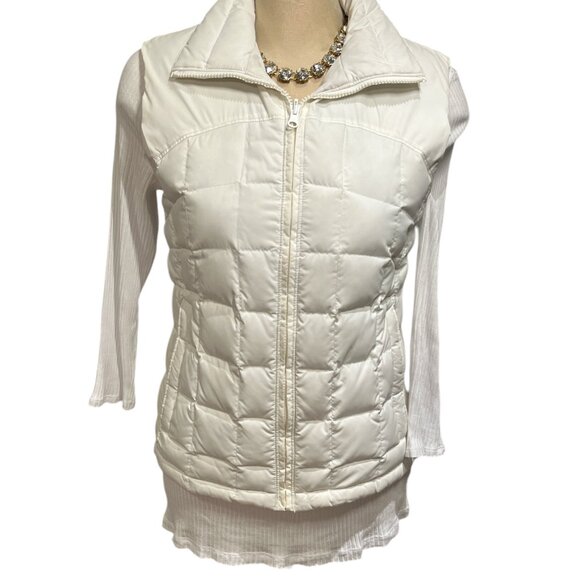 COLUMBIA Womens White Down Vest Size Small Zip Up 2 Pockets Quilted - Picture 4 of 12
